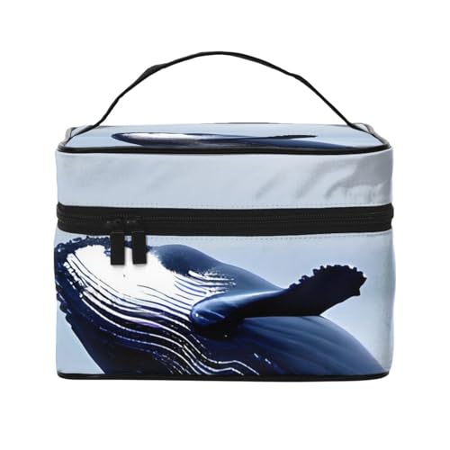 Reise-Kosmetiktasche, Whales at See, Reise-Kulturbeutel, Kosmetiktasche für Damen und Herren, geeignet für Kosmetik-Toilettenartikel, Schwarz , Einheitsgröße von LaMaMe