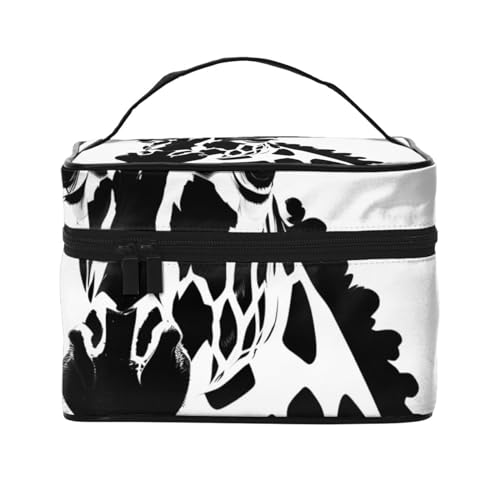 Reise-Kosmetiktasche mit Giraffen-Motiv, Schwarz und Weiß, Reise-Kulturbeutel, Kosmetiktasche für Damen und Herren, geeignet für kosmetische Toilettenartikel, Schwarz , Einheitsgröße von LaMaMe