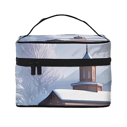 Winter Landschaft Reise Kosmetiktasche Reise Kulturbeutel Kosmetiktasche für Damen und Herren geeignet für kosmetische Toilettenartikel, Schwarz , Einheitsgröße von LaMaMe