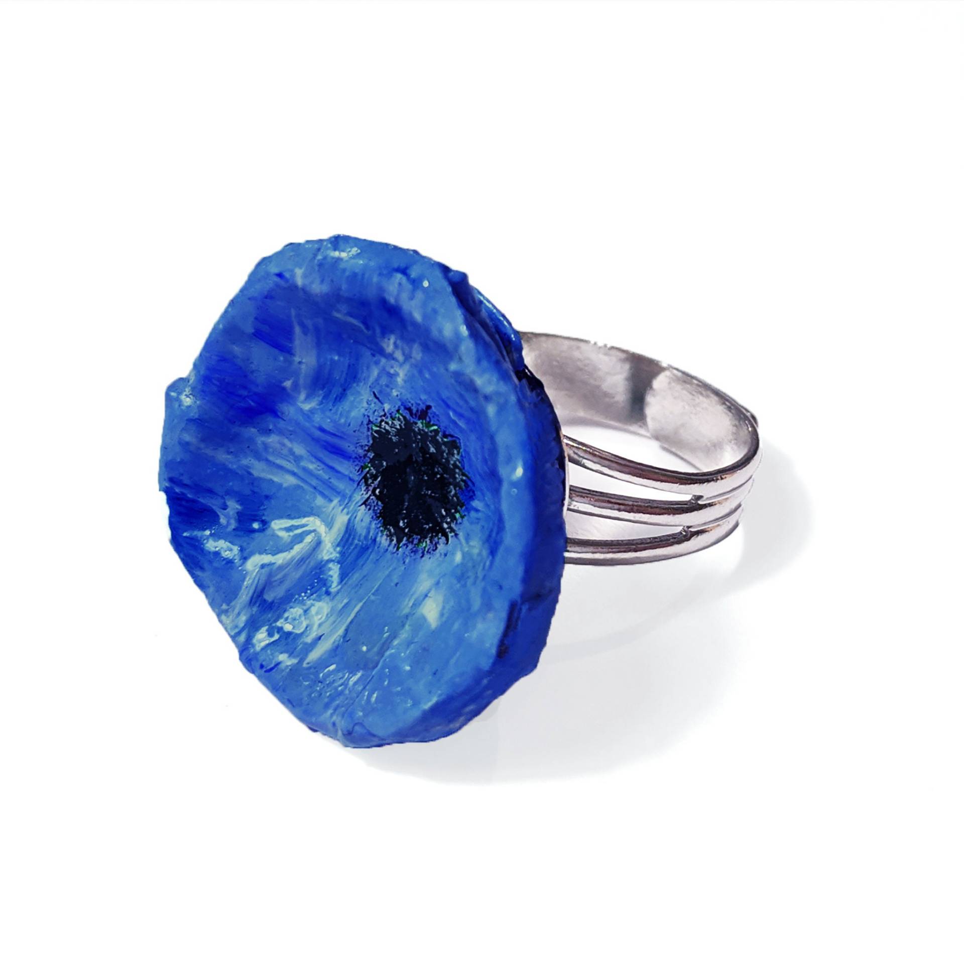 Blauer Wildblumenring - Aus Emailliertem Pappmaché Blauer Wildblumenring - Aus Emailliertem Pappmaché von LaMancinaJewelry