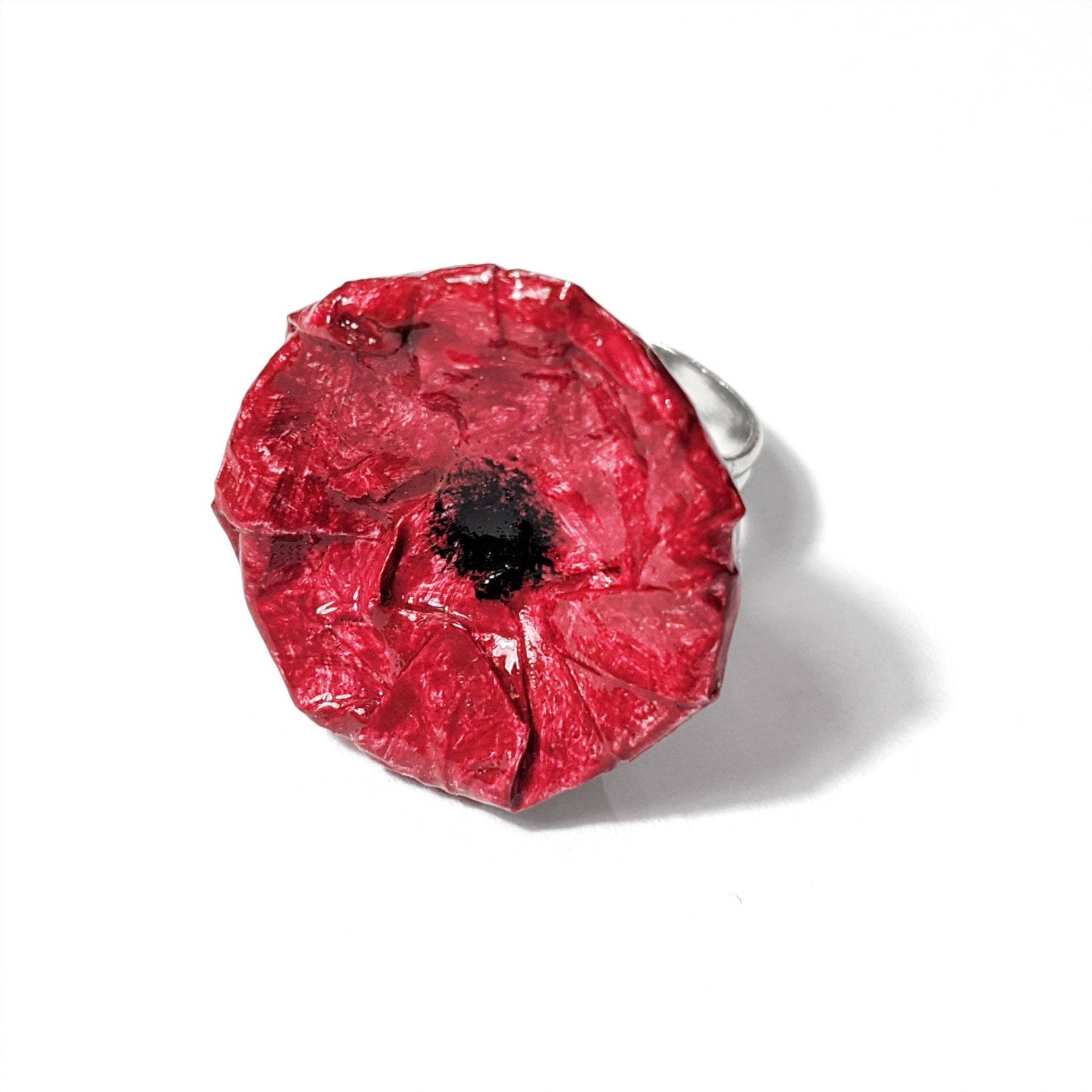 Roter Mohnring - Aus Emailliertem Pappmaché Roter Mohnring - Aus Emailliertem Pappmaché von LaMancinaJewelry