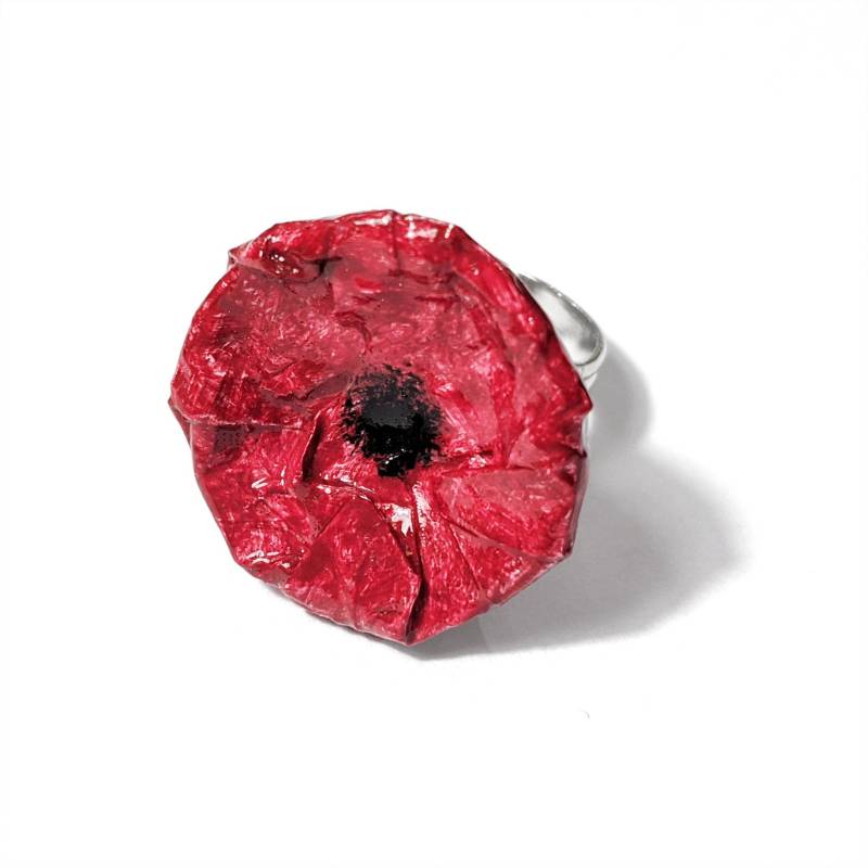 Roter Mohnring - Aus Emailliertem Pappmaché Roter Mohnring - Aus Emailliertem Pappmaché von LaMancinaJewelry