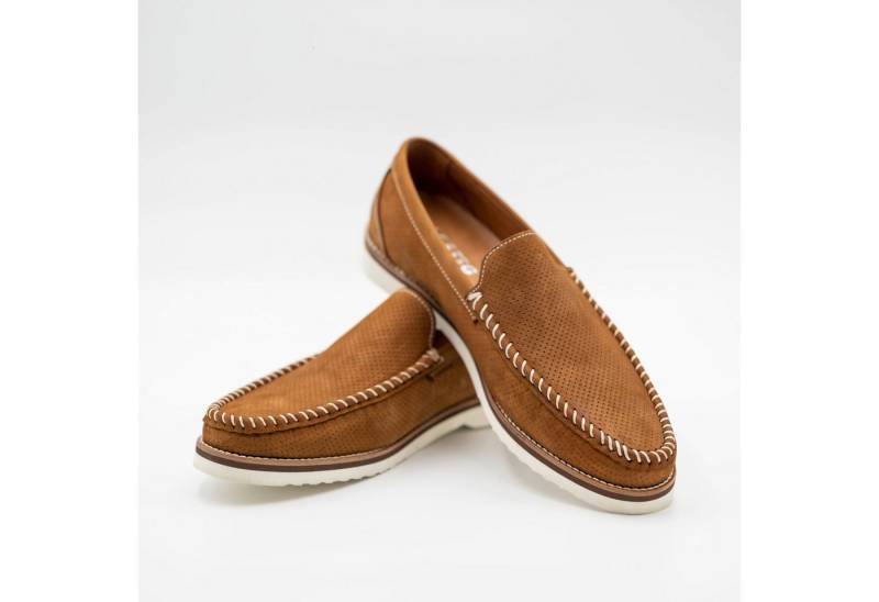 LaMarta Braun Lederschuhe für Männer mit Löchern, Businessschuhe Mokassin von LaMarta