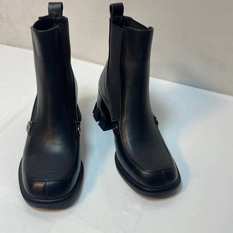 LaMarta Damen Chelsea Stiefel Schwarz – Biker Stiefeletten mit Absatz,elegant Schnürstiefel von LaMarta