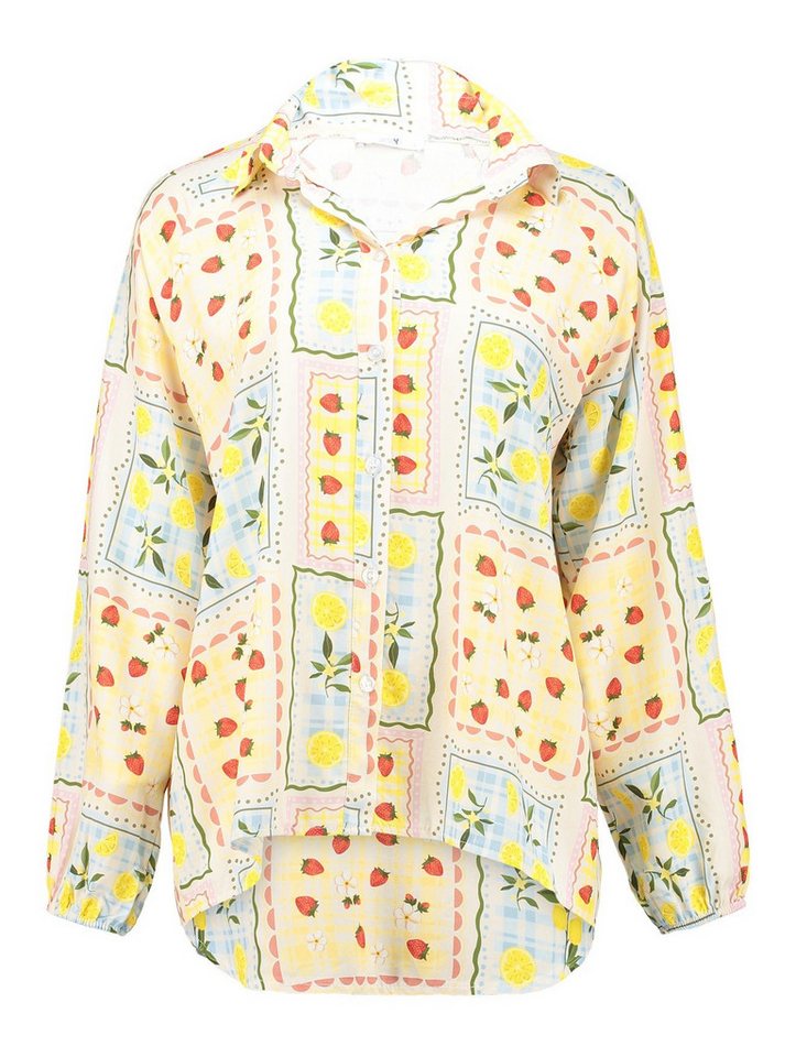 LaMarta Hemdbluse Bluse mit Zitronen- und Erdbeerprint-Damenbluse Sommer von LaMarta