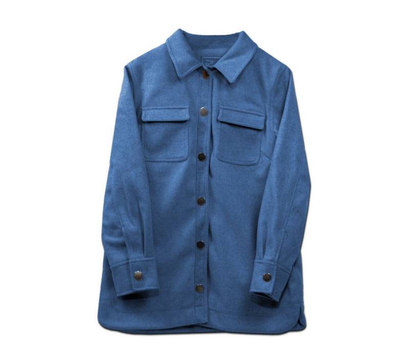 LaMarta Hemdjacke Damen Wollmix Shacket Hemdjacke mit Knöpfen, Blau Mantel LaMarta Hemdjacke Damen Wollmix Shacket Hemdjacke mit Knöpfen, Blau Mantel von LaMarta