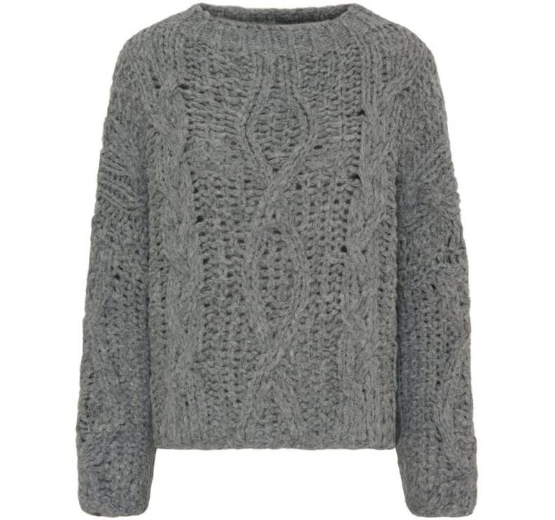 LaMarta Stillpullover LaMarta-Gemütlicher Strickpullover mit Zopfmuster in Grau von LaMarta