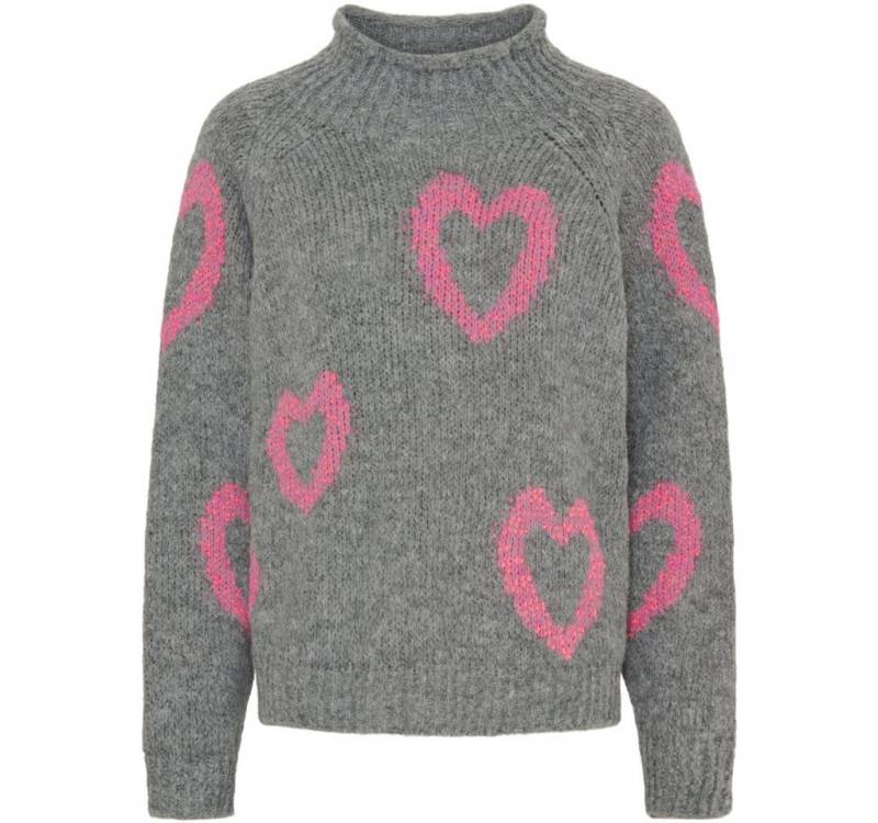 LaMarta Stillpullover LaMarta Strickpullover Grigio/Fuxia mit Herzmotiv für Damen von LaMarta