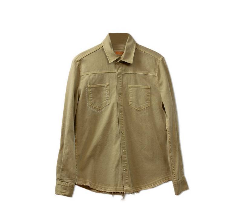 LaMarta Streifenhemd Beige Schattierung Denim-Hemd für Männer und Frauen – Langarm von LaMarta