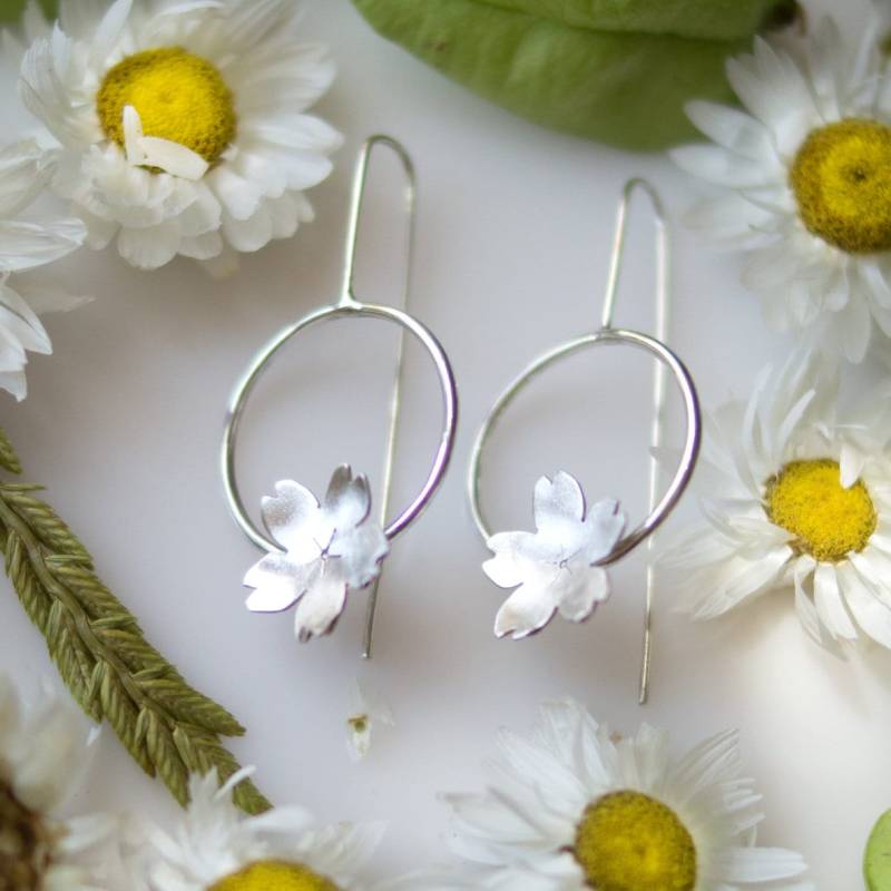 Blumenohrringe, Blumenohrringe Aus Sterlingsilber, Handgefertigt von LaMatica