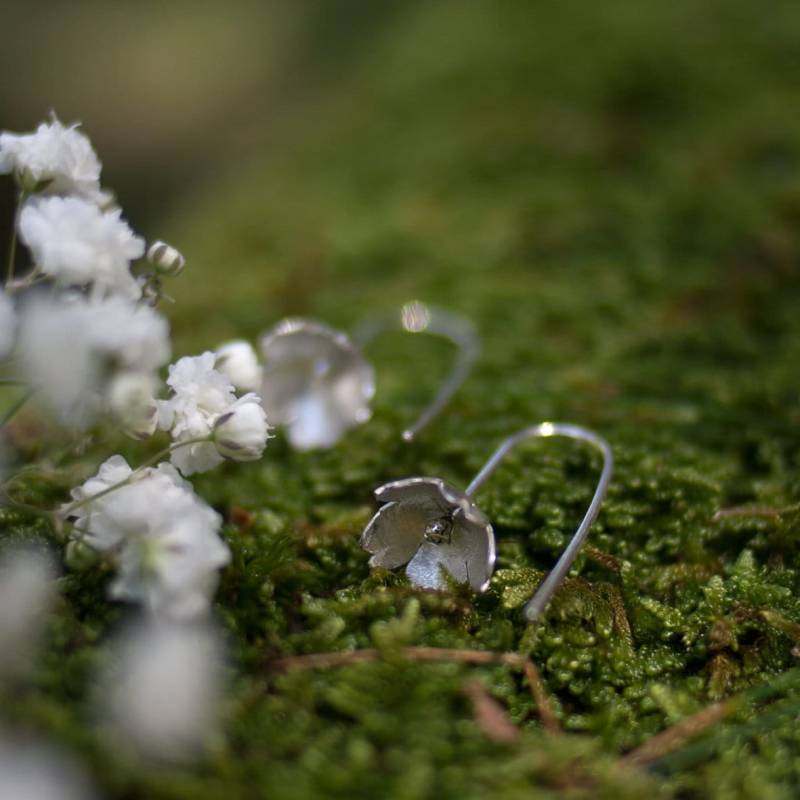 Lange Blumenohrringe Aus Sterlingsilber - Minimalistisch Leicht Geschenk Für Frauen von LaMatica