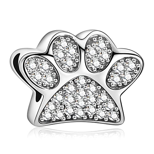 LaMenars Charms Pink Paw Dangle 925 Sterling Silber Hundeknochen Anhänger Bead mit Zirkonia passt Europa Charm Armband Halskette, Geschenke für Frauen Mädchen LaMenars Charms Pink Paw Dangle 925 Sterling Silber Hundeknochen Anhänger Bead mit Zirkonia passt Europa Charm Armband Halskette, Geschenke für Frauen Mädchen von LaMenars
