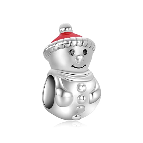 LaMenars Schneemann und Weihnachtsmütze Sterling Silber Charm funkelnder Weihnachtsbaum baumeln Anhänger, Mädchen Perlen Geschenke für Frauen Armband Halskette von LaMenars