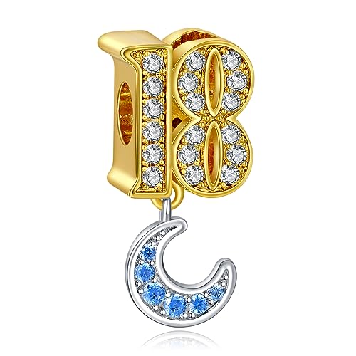 LaMenars 18 & Moon Charms für 925 Sterling Silber für Frauen Armbänder & Halsketten Dangle Anhänger für Weihnachten Muttertag Valentinstag Geschenke für Mädchen LaMenars 18 & Moon Charms für 925 Sterling Silber für Frauen Armbänder & Halsketten Dangle Anhänger für Weihnachten Muttertag Valentinstag Geschenke für Mädchen von LaMenars