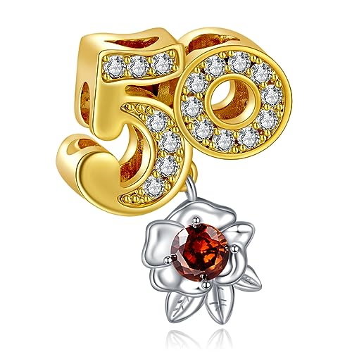 LaMenars 50 & Flower Charms für 925 Sterling Silber für Frauen Armbänder & Halsketten Dangle Anhänger für Weihnachten Muttertag Valentinstag Geschenke für Mädchen LaMenars 50 & Flower Charms für 925 Sterling Silber für Frauen Armbänder & Halsketten Dangle Anhänger für Weihnachten Muttertag Valentinstag Geschenke für Mädchen von LaMenars
