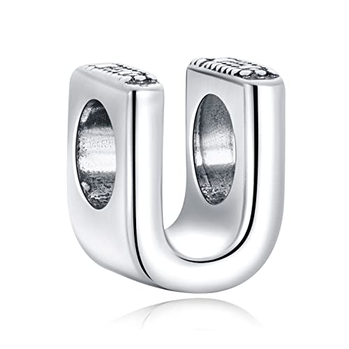 LaMenars 925 Silber Anfangsbuchstabe U Charms A-Z Alphabet Perle für Damen Charm Anhänger Armbänder Armbänder & Halsketten Valentinstag Muttertag Geburtstag von LaMenars
