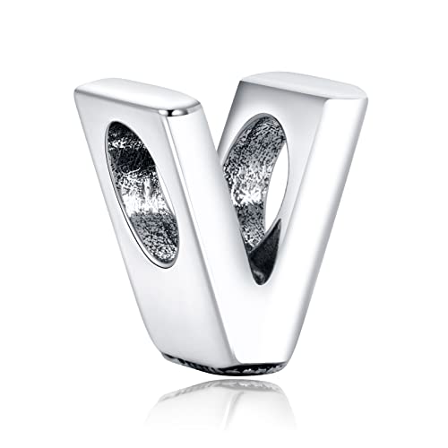 LaMenars 925 Silber Anfangsbuchstabe V Charms A-Z Alphabet Perle für Damen Charm Anhänger Armbänder Armbänder & Halsketten Valentinstag Muttertag Geburtstag Weihnachten von LaMenars