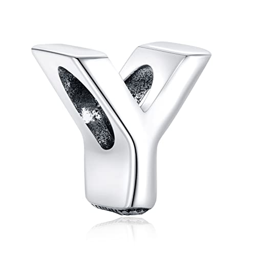 LaMenars 925 Silber Anfangsbuchstabe Y Charms A-Z Alphabet Perle für Damen Charm-Anhänger Armbänder Armbänder & Halsketten Valentinstag Muttertag Geburtstag von LaMenars