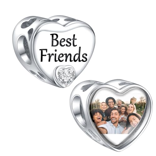 LaMenars 925 Sterling Silber Charm benutzerdefinierte Foto Charms mit herzförmigen persönlichen Charms passen beste Freunde Armband von LaMenars