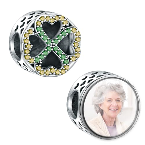 LaMenars 925 Sterling Silber Charms Clover Personalisiertes Bild Charm Fit Damen Armband Halskette Urlaubsgeschenke für Familienfreunde LaMenars 925 Sterling Silber Charms Clover Personalisiertes Bild Charm Fit Damen Armband Halskette Urlaubsgeschenke für Familienfreunde von LaMenars