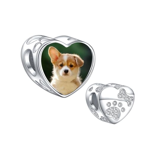 LaMenars 925 Sterling Silber Personalisierte niedliche Kralle Druck Kätzchen Foto Charme Perlen Armband Perlen Maßgeschneiderte Perlen von LaMenars