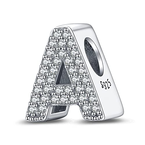 LaMenars Buchstabe A Charm 925 Sterling Silber Perlen für Armbänder mit 5A Zirkonia, Geburtstagsschmuck Geschenke Frauen Mädchen LaMenars Buchstabe A Charm 925 Sterling Silber Perlen für Armbänder mit 5A Zirkonia, Geburtstagsschmuck Geschenke Frauen Mädchen von LaMenars
