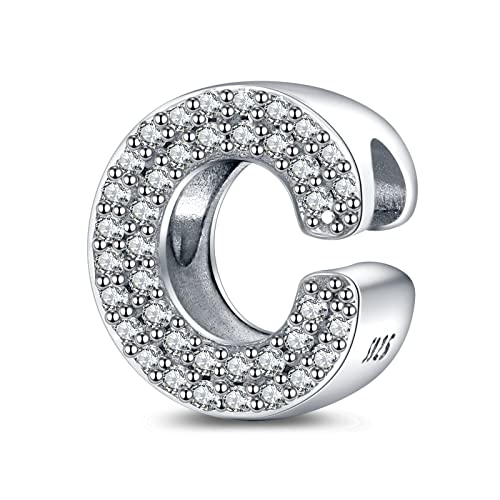 LaMenars Buchstabe C Charm 925 Sterling Silber Perlen für Armbänder mit 5A Zirkonia, Geburtstagsschmuck Geschenke Frauen Mädchen LaMenars Buchstabe C Charm 925 Sterling Silber Perlen für Armbänder mit 5A Zirkonia, Geburtstagsschmuck Geschenke Frauen Mädchen von LaMenars