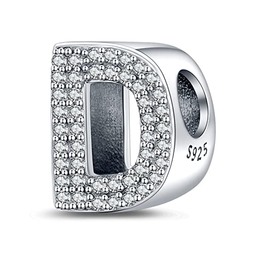 LaMenars Buchstabe D Charm 925 Sterling Silber Perlen für Armbänder mit 5A Zirkonia, Geburtstagsschmuck Geschenke Frauen Mädchen LaMenars Buchstabe D Charm 925 Sterling Silber Perlen für Armbänder mit 5A Zirkonia, Geburtstagsschmuck Geschenke Frauen Mädchen von LaMenars