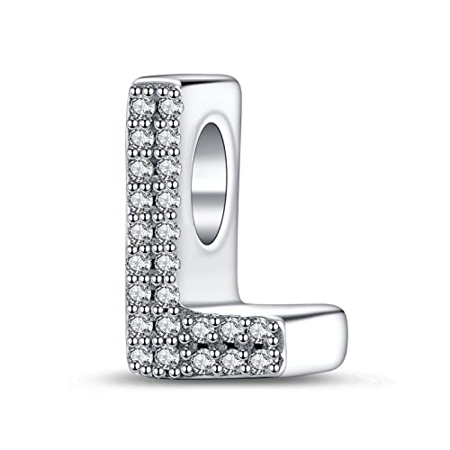 LaMenars Buchstabe L Charm 925 Sterling Silber Perlen für Armbänder mit 5A Zirkonia, Geburtstagsschmuck Geschenke Frauen Mädchen LaMenars Buchstabe L Charm 925 Sterling Silber Perlen für Armbänder mit 5A Zirkonia, Geburtstagsschmuck Geschenke Frauen Mädchen von LaMenars