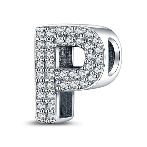 LaMenars Buchstabe P Charm 925 Sterling Silber Perlen für Armbänder mit 5A Zirkonia, Geburtstagsschmuck Geschenke Frauen Mädchen LaMenars Buchstabe P Charm 925 Sterling Silber Perlen für Armbänder mit 5A Zirkonia, Geburtstagsschmuck Geschenke Frauen Mädchen von LaMenars