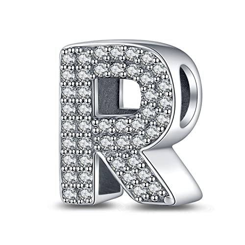 LaMenars Buchstabe R Charm 925 Sterling Silber Perlen für Armbänder mit 5A Zirkonia, Geburtstagsschmuck Geschenke Frauen Mädchen LaMenars Buchstabe R Charm 925 Sterling Silber Perlen für Armbänder mit 5A Zirkonia, Geburtstagsschmuck Geschenke Frauen Mädchen von LaMenars