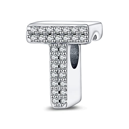 LaMenars Buchstabe T Charm 925 Sterling Silber Perlen für Armbänder mit 5A Zirkonia, Geburtstagsschmuck Geschenke Frauen Mädchen LaMenars Buchstabe T Charm 925 Sterling Silber Perlen für Armbänder mit 5A Zirkonia, Geburtstagsschmuck Geschenke Frauen Mädchen von LaMenars