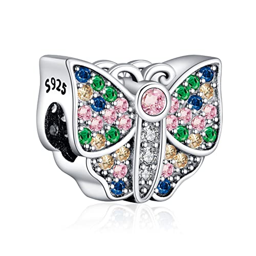 LaMenars Butterfly Charms für 925 Sterling Silber für Frauen Armbänder & Halsketten Dangle Anhänger für Weihnachten Muttertag Valentinstag Geschenke für Mädchen von LaMenars