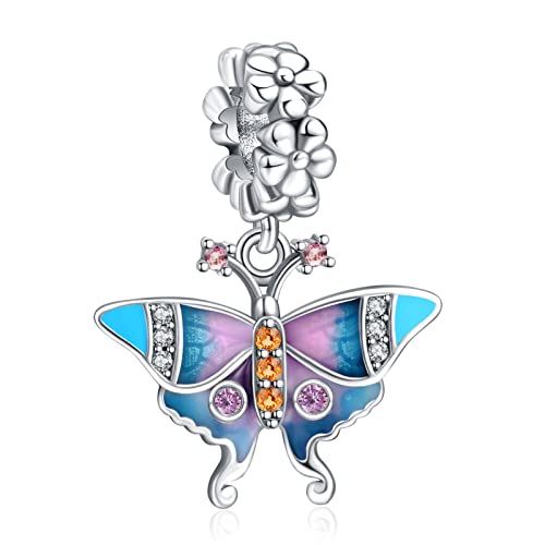 LaMenars Butterfly Dangle Charms für 925 Sterling Silber für Frauen Armbänder & Halsketten Dangle Anhänger für Weihnachten Muttertag Valentinstag Geschenke für Mädchen von LaMenars