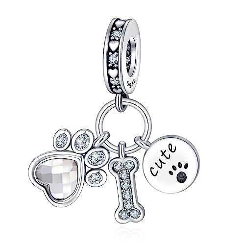 LaMenars Cute Paw & Bone Dangle Charms für 925 Sterling Silber für Frauen Armbänder & Halsketten Dangle Anhänger für Weihnachten Muttertag Valentinstag Geschenke für Mädchen LaMenars Cute Paw & Bone Dangle Charms für 925 Sterling Silber für Frauen Armbänder & Halsketten Dangle Anhänger für Weihnachten Muttertag Valentinstag Geschenke für Mädchen von LaMenars