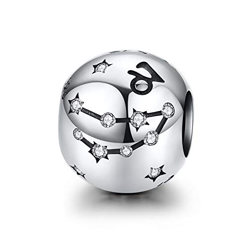 LaMenars Damen 12 Konstellationen Sternzeichen Stern Bead Charms 925 Sterling Silber Anhänger für Pandora, Chamilia & European Charm Armbänder & Halsketten (der Steinbock: 12.22-1.19) von La Menars