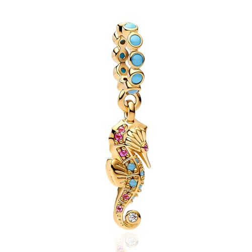 LaMenars Damen Charm Anhänger für Armbänd Golden Seahorse Pendant with Zirconia 925 Sterling Silber Bead Women Halskette,Schmuck Geschenk Weihnachten,Abschlusssaison,Valentinstag,Muttertag LaMenars Damen Charm Anhänger für Armbänd Golden Seahorse Pendant with Zirconia 925 Sterling Silber Bead Women Halskette,Schmuck Geschenk Weihnachten,Abschlusssaison,Valentinstag,Muttertag von LaMenars