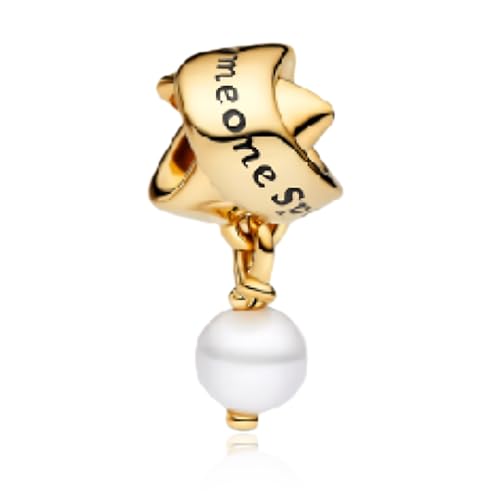 LaMenars Damen Charm Anhänger für Armbänd MOM Pearl Pendant with Zirconia 925 Sterling Silber Bead Women Charms Halskette,Schmuck Geschenk Weihnachten,Valentinstag,Muttertag von LaMenars