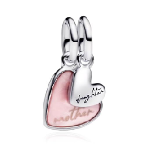 LaMenars Damen Charm Anhänger für Armbänd Splittable Mother & Daughter Dangle with Zirconia 925 Sterling Silber Bead Women Charms Halskette,Schmuck Geschenk Weihnachten,Valentinstag,Muttertag von LaMenars