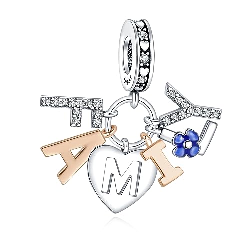 LaMenars Familie Charm for 925 Sterling Silver Für Frauen Armbänder Halsketten Dangle Anhänger für Weihnachten Valentinstag für Mädchen von LaMenars