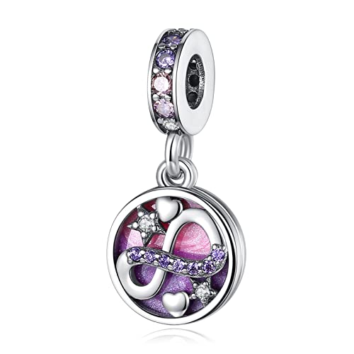 LaMenars Lila Unendliche Liebe Love Charms 925 Silber für Familie Freund Mutter Liebhaber Freundin Anhänger Charm Geeignet für Damen Armbänder und Halsketten Geburtstag Muttertag Geschenk von LaMenars