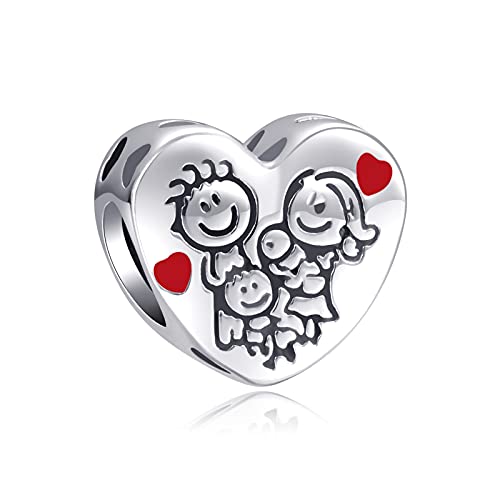 LaMenars Love Charms 925 Silber für Familie Freund Mutter Liebhaber Freundin Schwester Anhänger Charm Geeignet für Damen Armbänder und Halsketten Geburtstag (A2-Glückliche Familie) von LaMenars