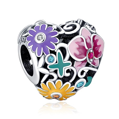 LaMenars Flower Love Charm for 925 Sterling Silver Für Frauen Armbänder Halsketten Dangle Anhänger für Weihnachten Valentinstag Muttertag für Mädchen LaMenars Flower Love Charm for 925 Sterling Silver Für Frauen Armbänder Halsketten Dangle Anhänger für Weihnachten Valentinstag Muttertag für Mädchen von LaMenars