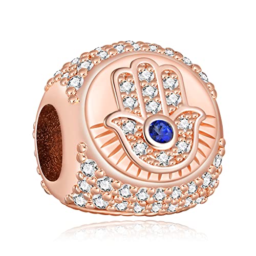 LaMenars Hamsa, Allsehendes Auge & Feder Dreiseitig Charm 925 Sterling Silber Perlen passend für Armbänder, Halloween Geburtstag Schmuck Geschenke Frauen Mädchen LaMenars Hamsa, Allsehendes Auge & Feder Dreiseitig Charm 925 Sterling Silber Perlen passend für Armbänder, Halloween Geburtstag Schmuck Geschenke Frauen Mädchen von LaMenars