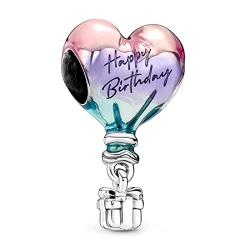 LaMenars Happy Birthday Balloon Charm für Armbänder 925 Sterling Silber Bead Charms mit kubischem Happy Birthday Jahrestag Schmuck Geschenke für Frauen Ehefrau von LaMenars