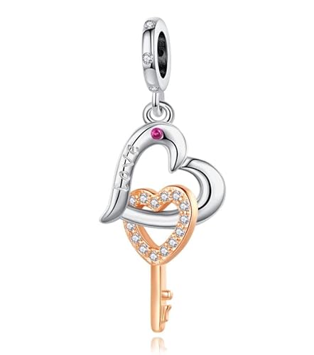 LaMenars Herzförmiger Schlüsselanhänger Charm for 925 Sterling Silber Frauen Armband Halskette Anhänger Valentinstag Muttertag Geschenk für Mädchen LaMenars Herzförmiger Schlüsselanhänger Charm for 925 Sterling Silber Frauen Armband Halskette Anhänger Valentinstag Muttertag Geschenk für Mädchen von LaMenars