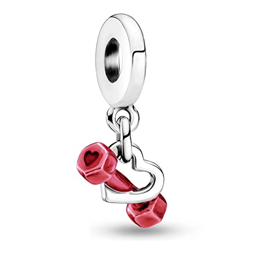 LaMenars Langhantel & Liebe Funkelndes Freihandherz Doppel Charm für Armbänder 925 Silber Anhänger Perlen für Halsketten Baumeln zum LaMenars Langhantel & Liebe Funkelndes Freihandherz Doppel Charm für Armbänder 925 Silber Anhänger Perlen für Halsketten Baumeln zum von LaMenars