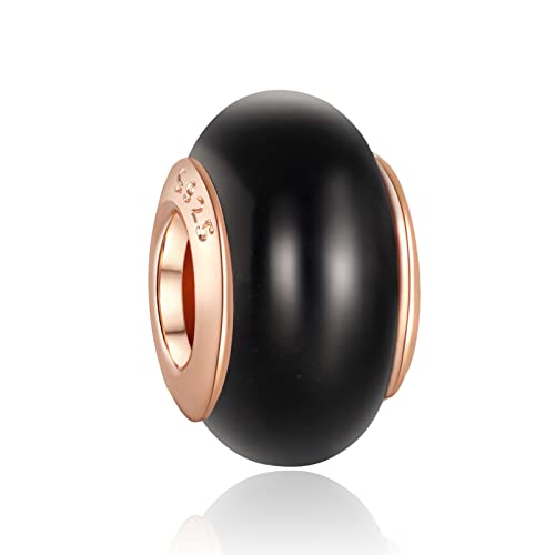 LaMenars Mattschwarzes Murano Charm 925 Sterling Silber Perlen passend für Armbänder, Halloween Geburtstag Schmuck Geschenke Frauen Mädchen LaMenars Mattschwarzes Murano Charm 925 Sterling Silber Perlen passend für Armbänder, Halloween Geburtstag Schmuck Geschenke Frauen Mädchen von LaMenars
