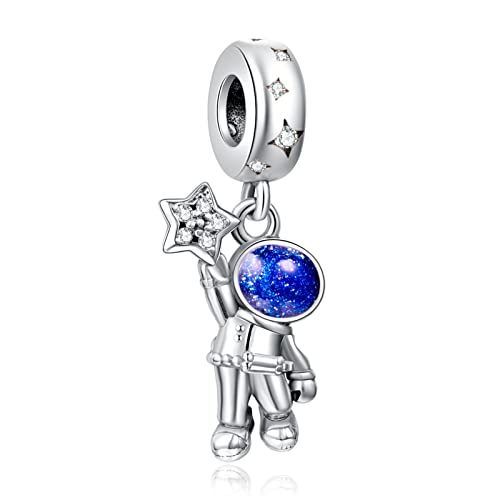 LaMenars Mond und Sterne 926 Sterling Silber Charms mit Cubic Zirkonia Anhänger für Europa Charm Armbänder, Weihnachtsgeschenke für Frauen Mädchen Armband und Halskette von LaMenars