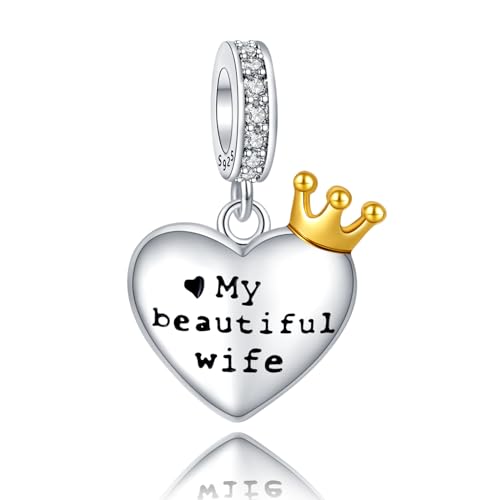 LaMenars My beautiful Wife Charms für 925 Sterling Silber für Frauen Armbänder & Halsketten Dangle Anhänger für Weihnachten Muttertag Valentinstag Geschenke für Mädchen von LaMenars